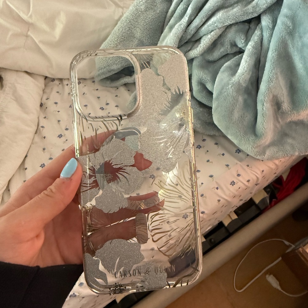 Silver Transparent Floral Phone Case
